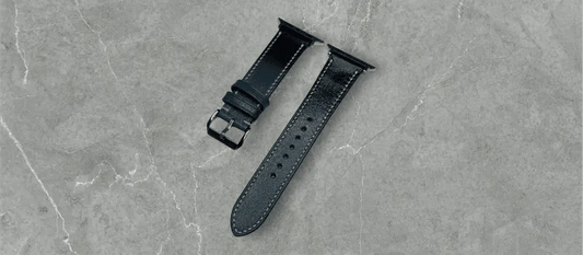 Stylish Veg Leather Apple Watch band on a natural background, showcasing its eco-friendly design