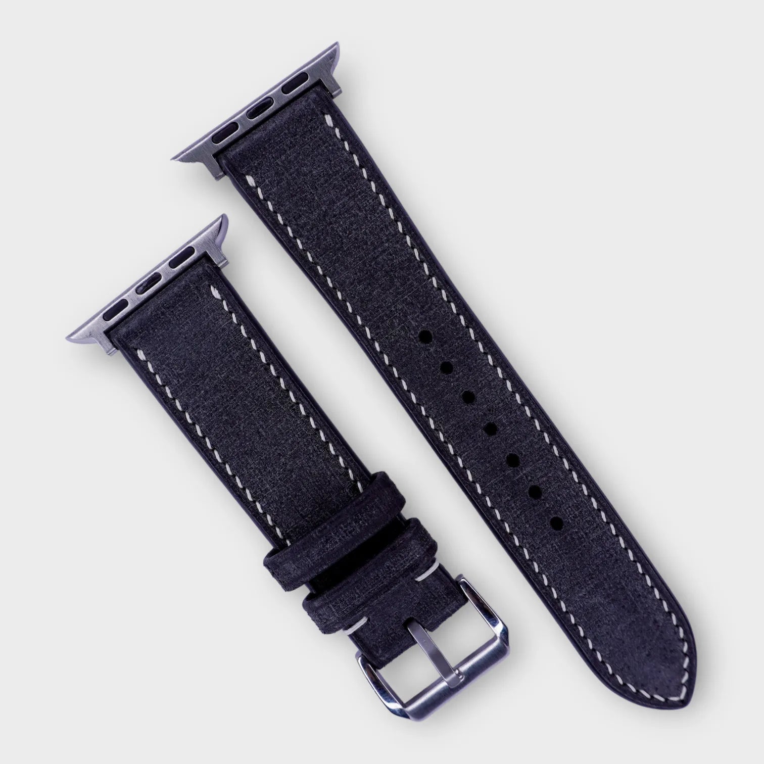 Classic black leather Apple Watch band in Babele leather, sleek yet durable for everyday use.