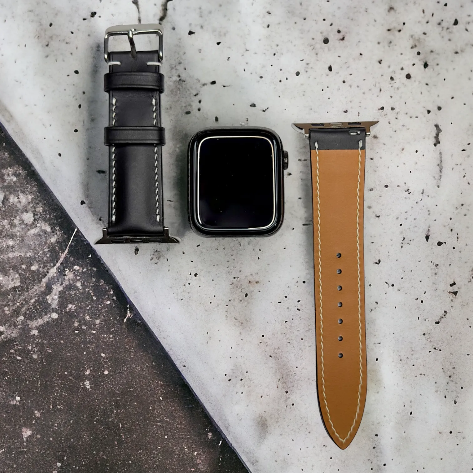 Leather watch straps in black Nappa leather, soft to the touch yet durable for everyday use.