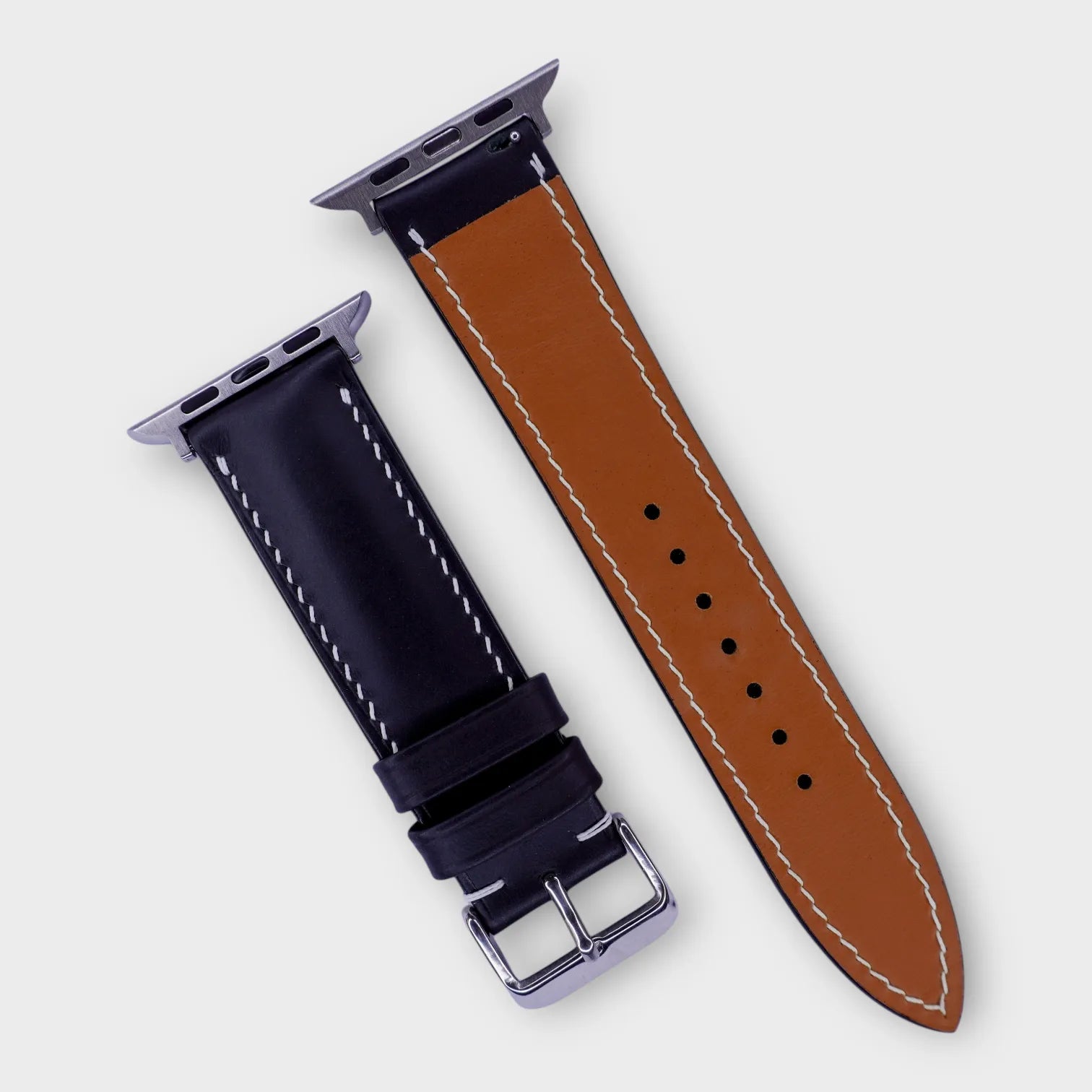 Leather watch bands in soft black Nappa, luxurious and comfortable for daily wear.