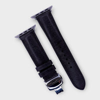 High-end leather watch bands in black Pueblo leather, classic and rugged design.