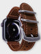 Luxurious apple watch leather band in dark brown waxy leather, built for longevity.