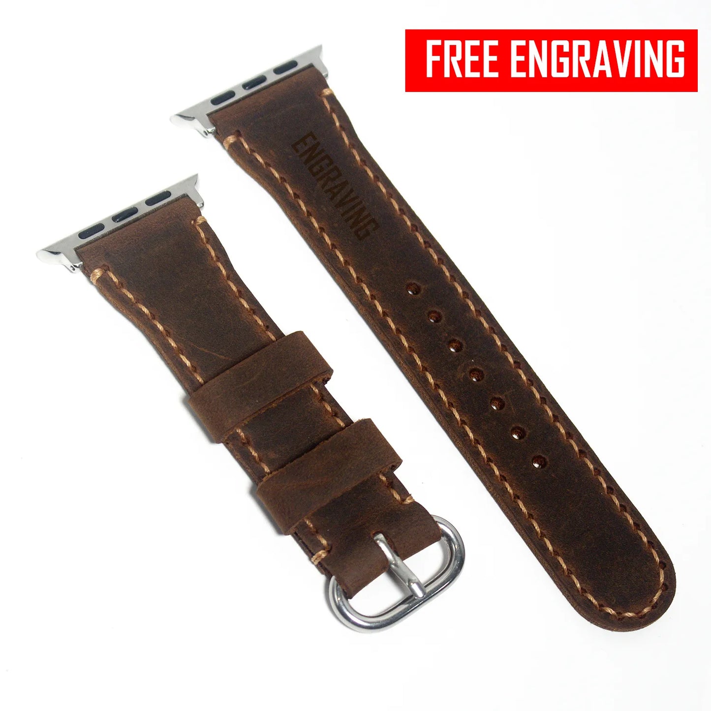 Brown Waxy Leather Apple Watch Band - Refined Style