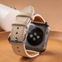 The best Apple Watch bands, white French Swift leather, intricately elegant