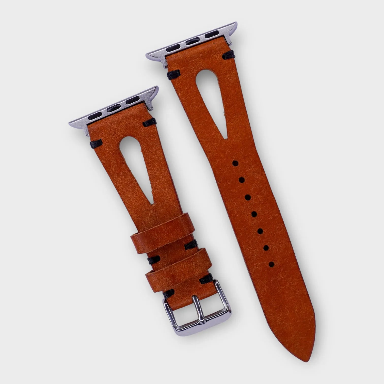 Artisan-crafted leather watch bands in light brown Pueblo leather for Apple Watch.