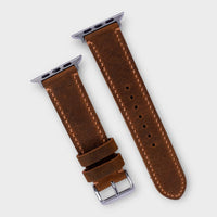 Premium leather watch bands crafted from brown waxy leather for Apple Watch.
