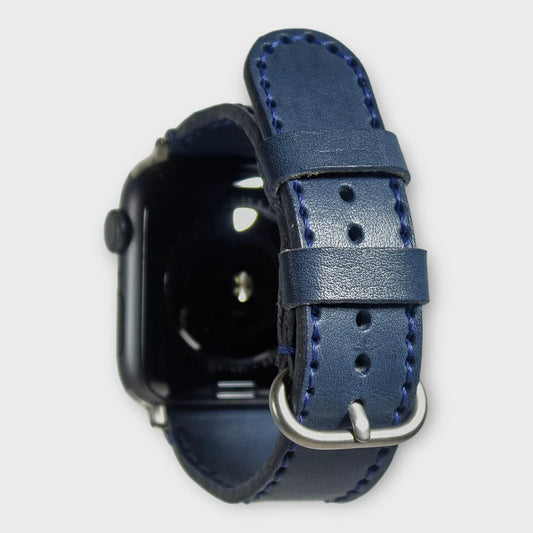 Apple watch bands in luxury blue Buttero Veg leather, exuding sophistication and premium style.