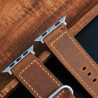 Italian waxy leather straps for Apple Watch, artisan dark brown elegance