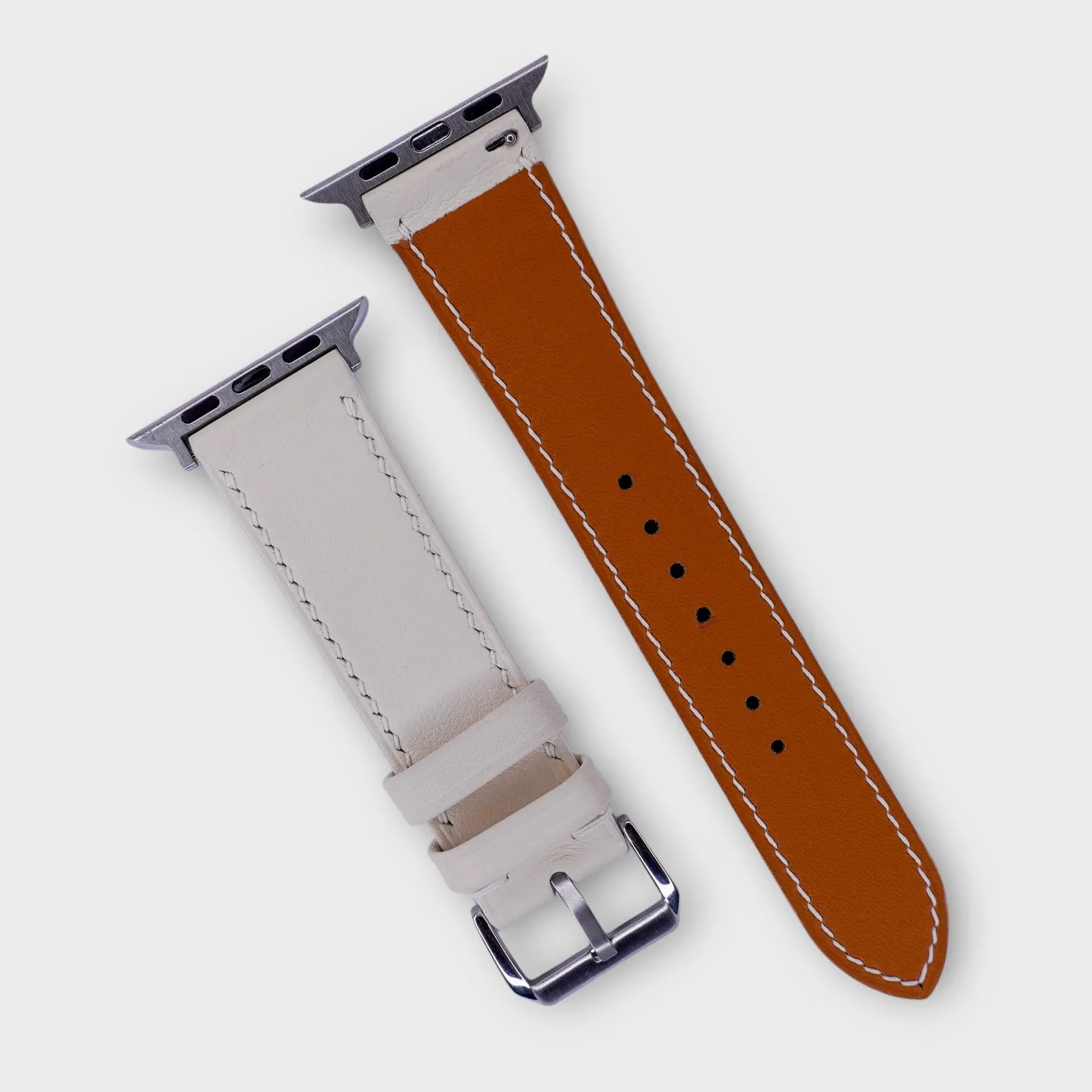 Durable leather watch straps in white French Swift leather, crafted with meticulous attention to detail.