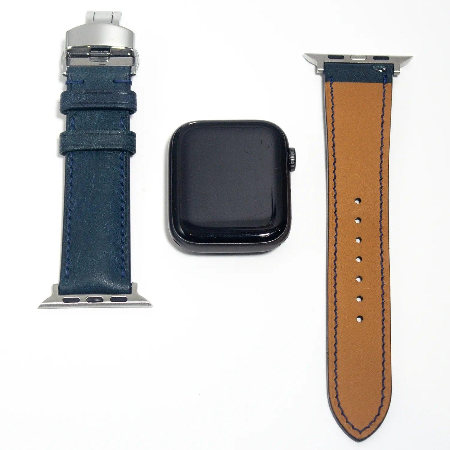 High-quality leather watch straps in vibrant blue Pueblo leather, reflecting the finest Italian craft.