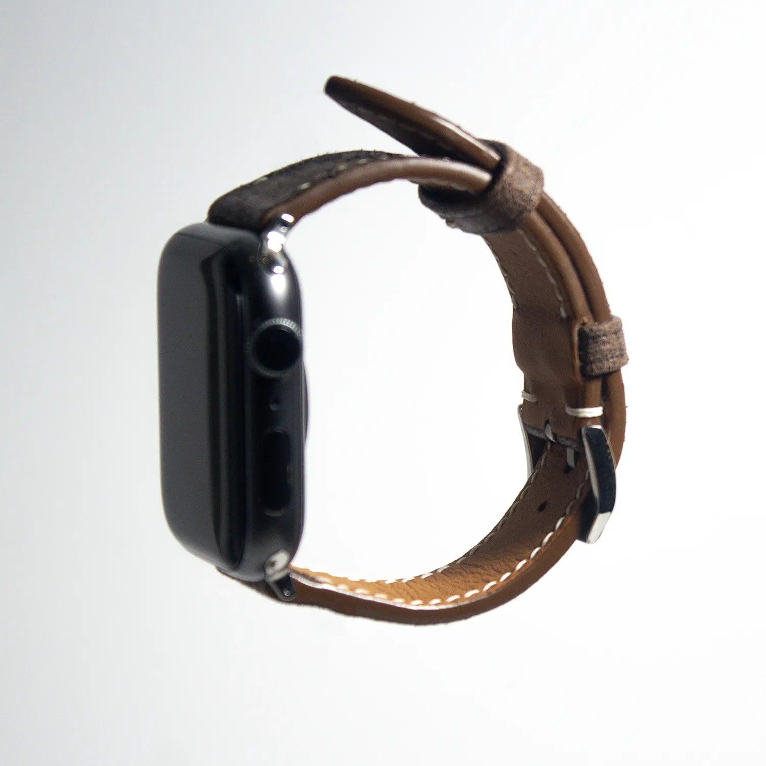 Sophisticated apple watch leather band crafted from durable brown Babele leather for lasting style.