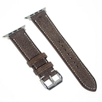 Elegant leather Apple Watch band in brown Babele leather, perfect for both style and durability.