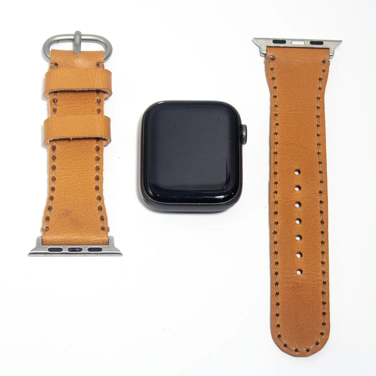 Durable leather watch straps in light orange Buttero leather, offering both style and long-lasting quality for daily wear.