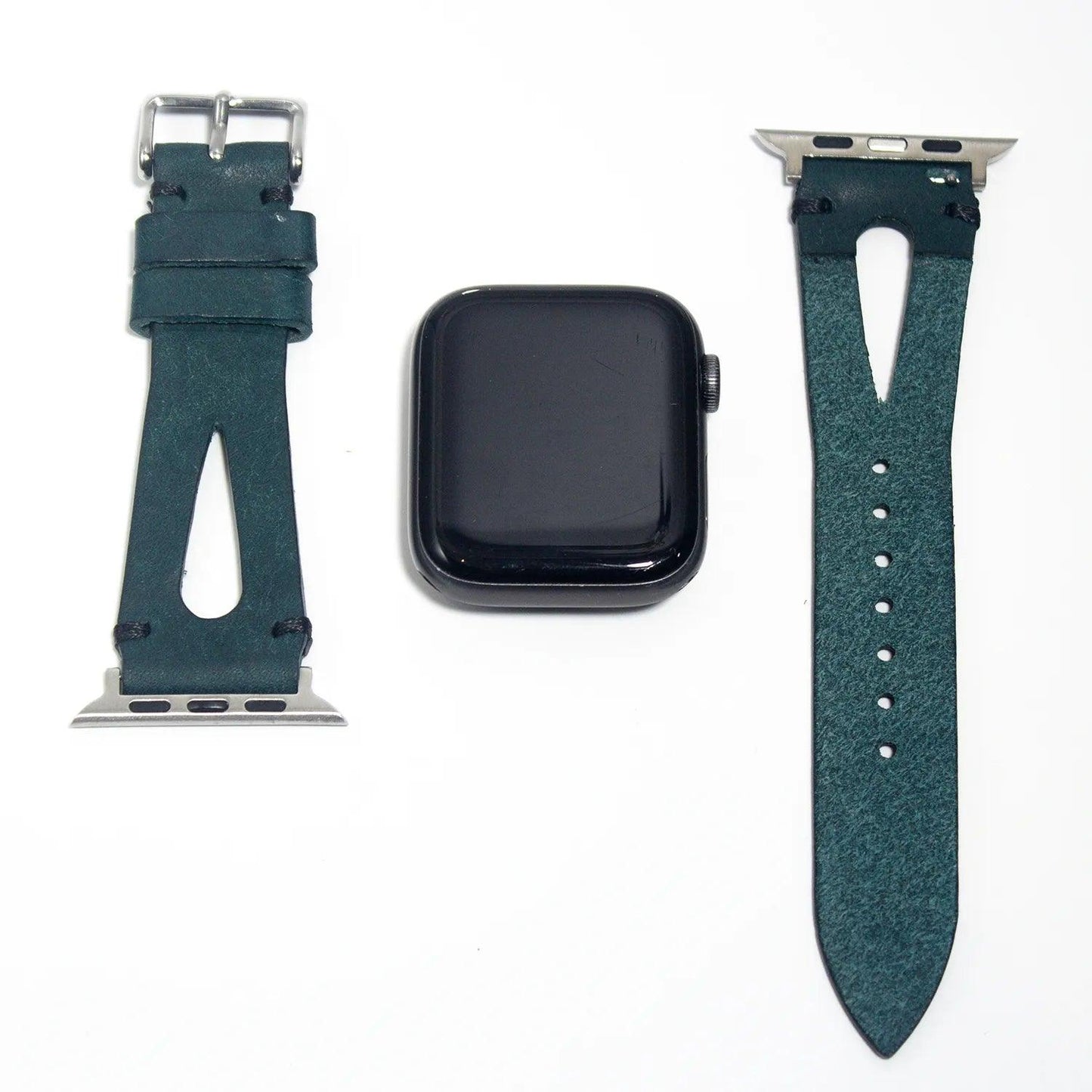 High-quality leather watch straps in dark cyan Pueblo leather, Italian craftsmanship for lasting durability and style.
