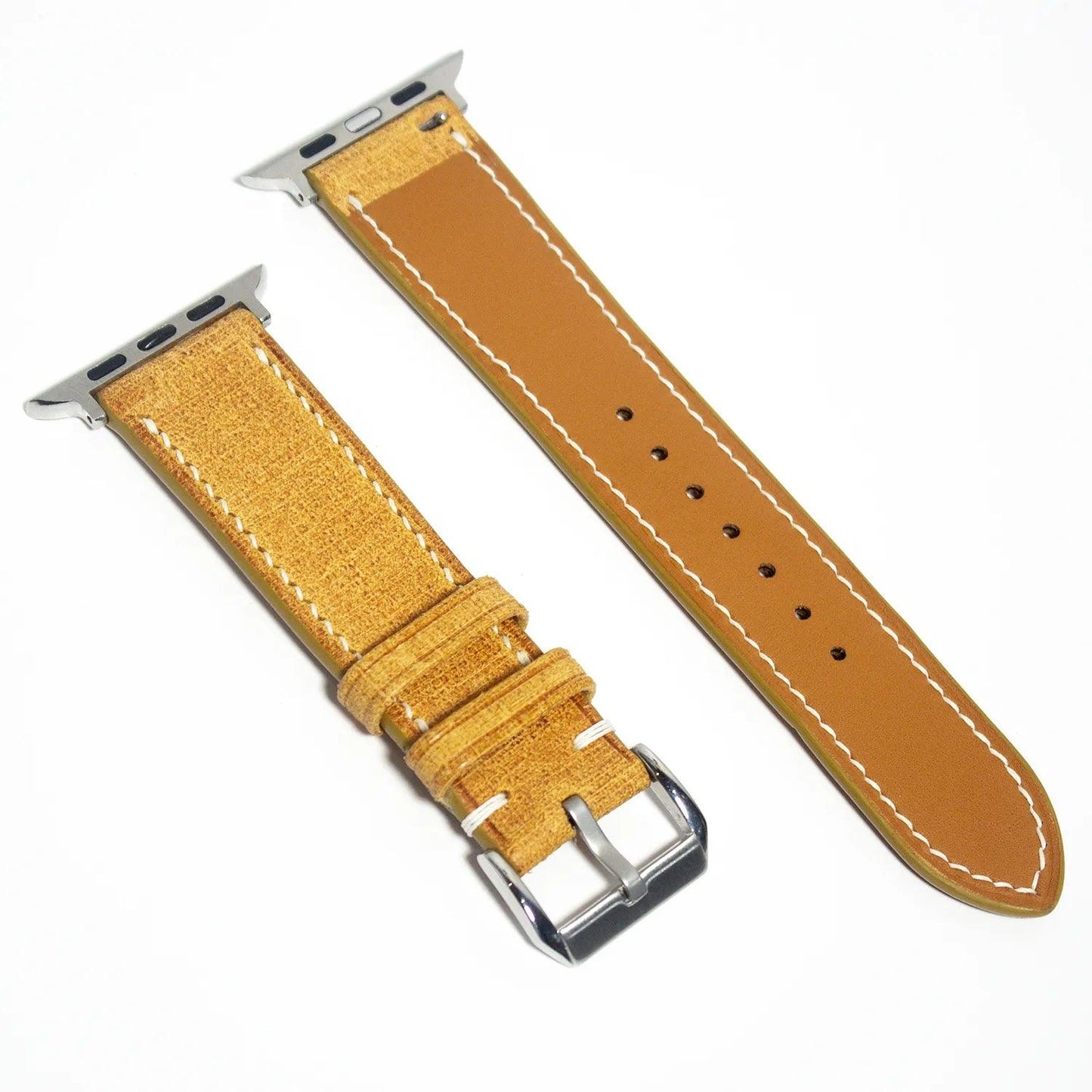 Stylish leather watch bands made from vibrant yellow Babele leather, ideal for fashion-forward individuals.
