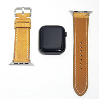 Durable leather watch straps in bright yellow Babele leather, combining functionality with stylish flair.