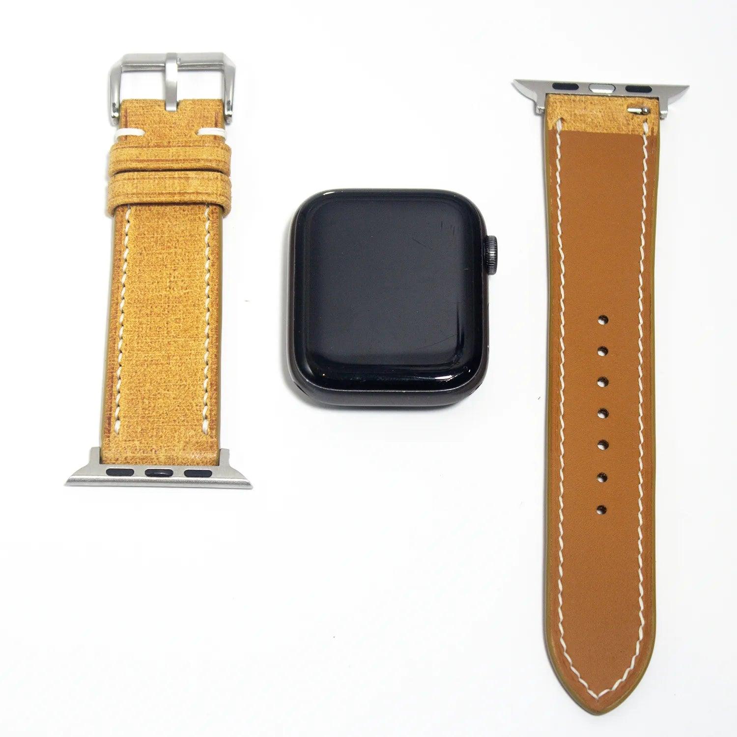 Durable leather watch straps in bright yellow Babele leather, combining functionality with stylish flair.