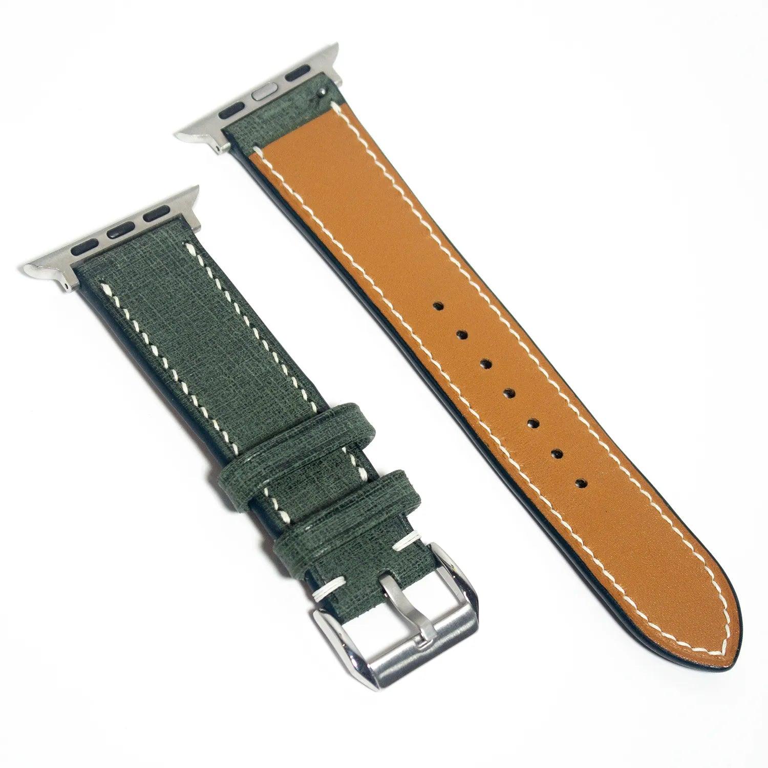 Elegant leather watch bands made from green Babele leather, designed with premium craftsmanship for lasting durability.