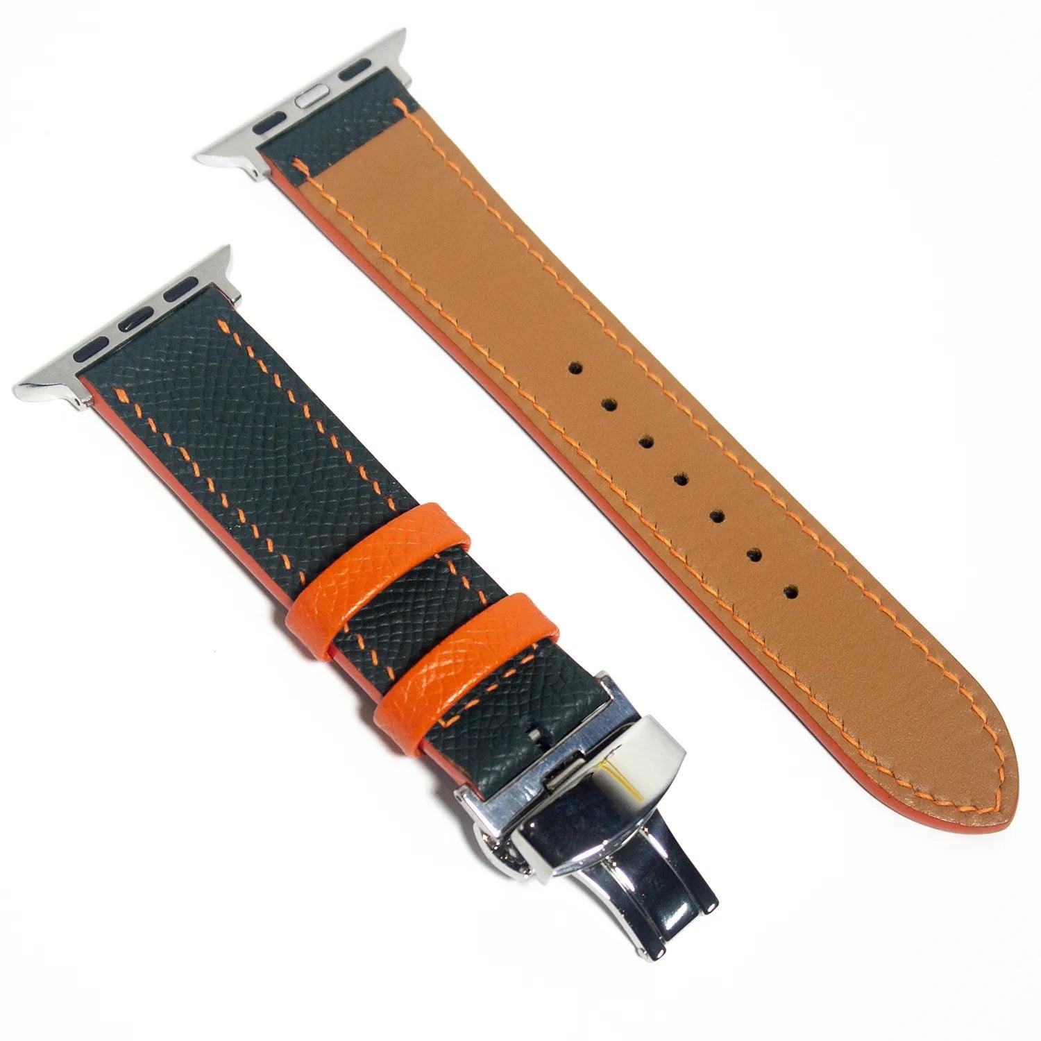 green-epsom-leather-apple-watch-band-with-orange-stitching-leathix-4.webp?v=1715972490