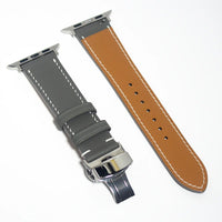 Premium leather watch bands in grey, crafted from Swift leather, stylish yet durable for long-lasting wear.