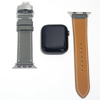 High-quality leather watch straps in grey Swift leather, designed for both elegance and durability.