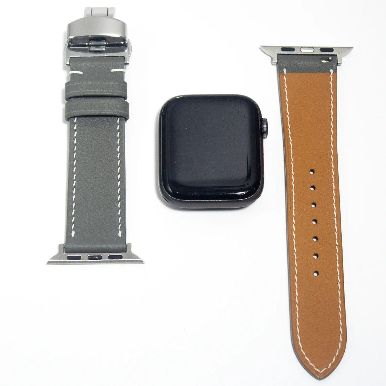 High-quality leather watch straps in grey Swift leather, designed for both elegance and durability.