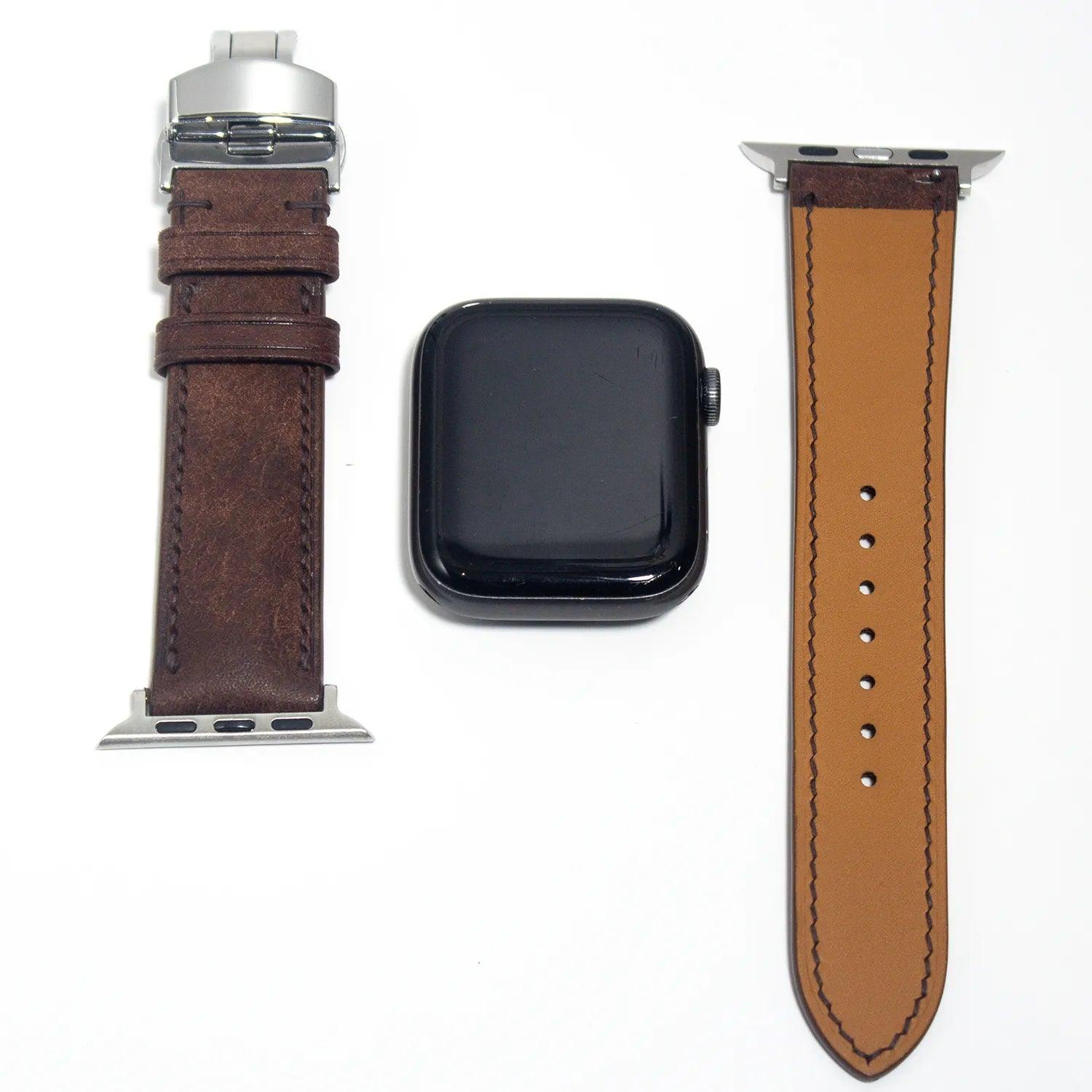 Durable leather watch straps crafted in Italian brown Pueblo leather, epitomizing artisanal elegance and sophistication.
