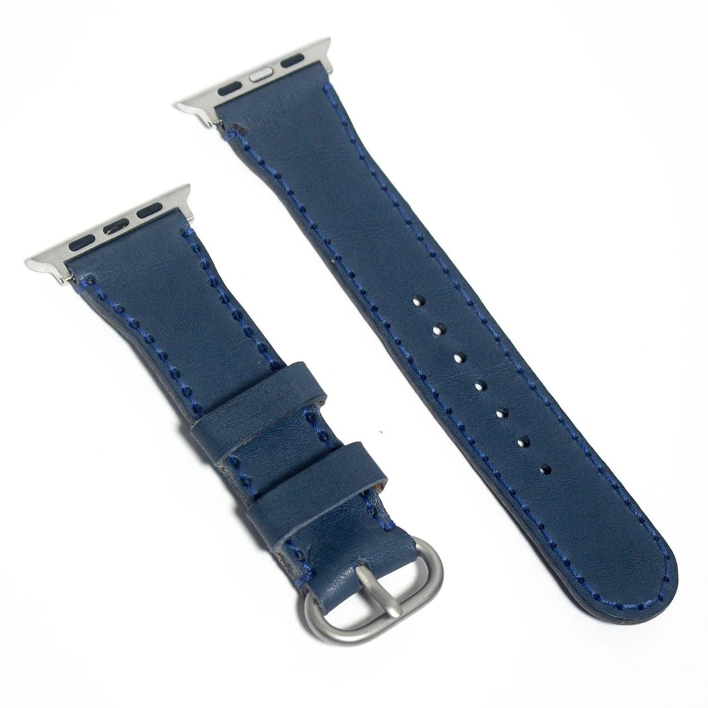 Stylish leather watch bands made from blue Buttero Veg leather, ideal for adding a touch of luxury to everyday wear.