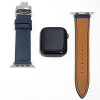 Stylish leather watch straps crafted in navy Epsom leather, blending functionality with elegant aesthetics.