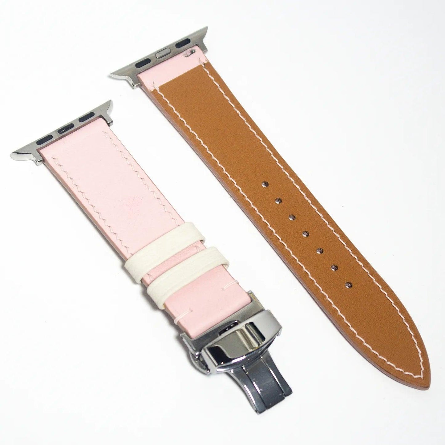 Fashion-forward leather watch bands crafted in pink Swift leather, ideal for adding chic sophistication to any outfit.