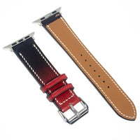 Striking leather watch bands in a red to black gradient, crafted from Veg leather for a smooth and stylish transition.