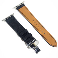 Luxurious leather watch bands in sleek black Epsom leather, designed for durability and timeless appeal.