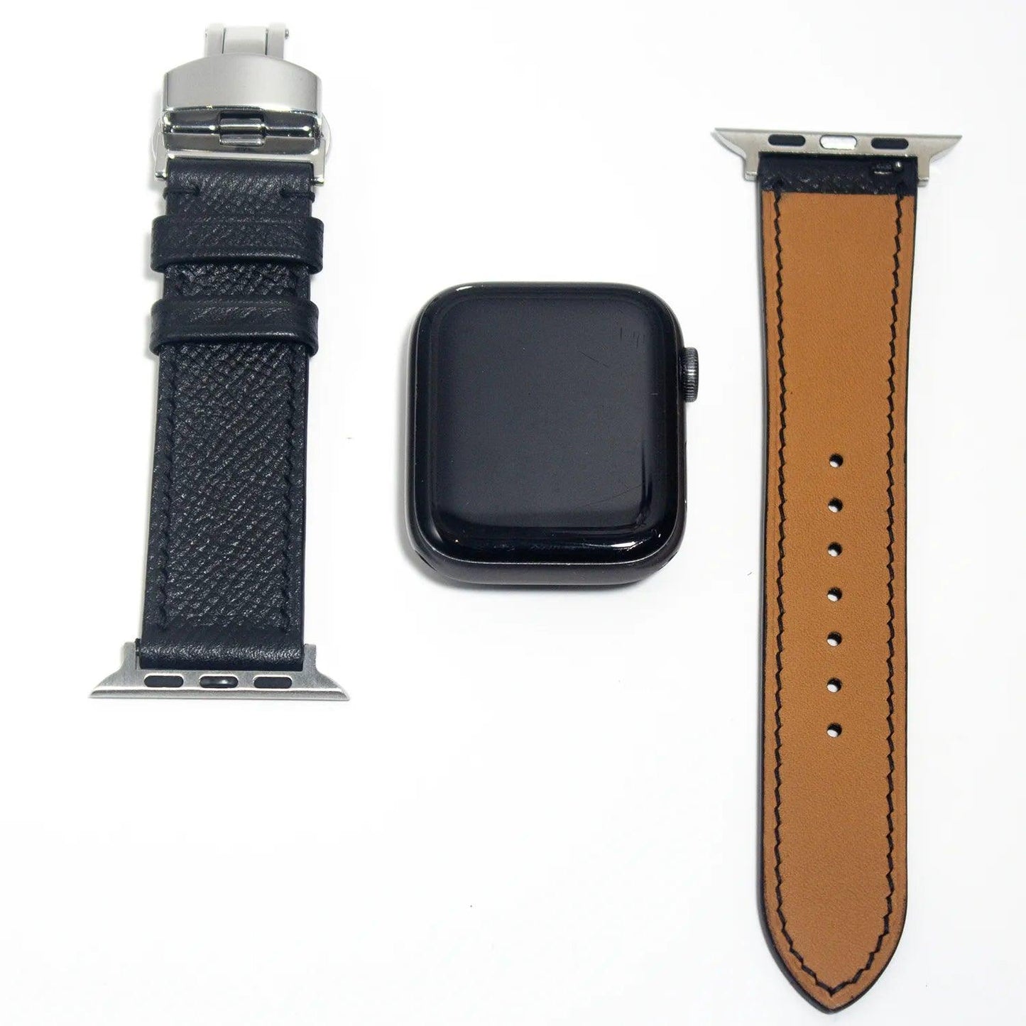 High-quality leather watch straps crafted from sleek black Epsom leather, offering comfort and lasting style.